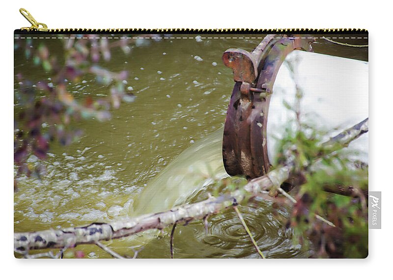 Pipe Zip Pouch featuring the photograph Pipe and Water by Gina O'Brien