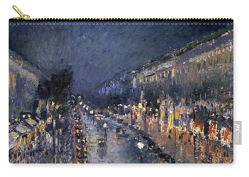 1897 Zip Pouch featuring the photograph Pissarro: Paris At Night by Granger