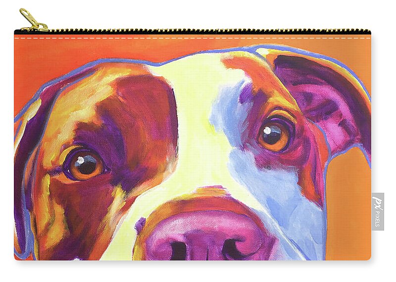 Pit Bull Zip Pouch featuring the painting Pit Bull - Gemma by Dawg Painter