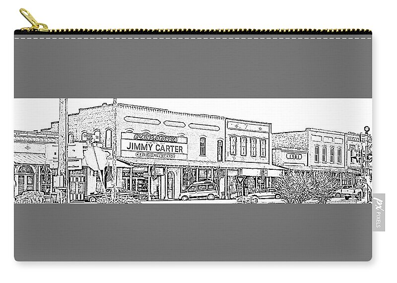 Jimmy Carrter Zip Pouch featuring the photograph Plains Ga downtown by Jerry Battle