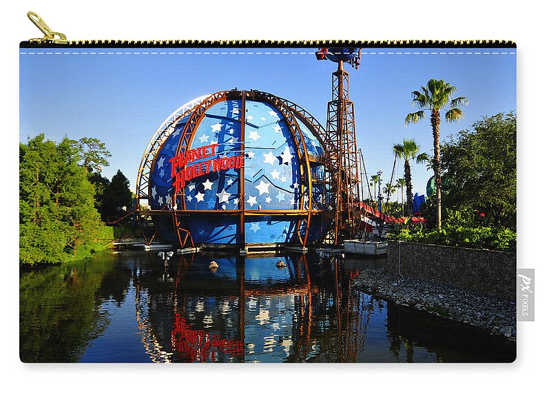 Planet Hollywood Zip Pouch featuring the photograph PLanet Hollywood postcard by David Lee Thompson