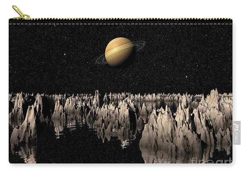 Saturn Zip Pouch featuring the digital art Planet Saturn by Phil Perkins