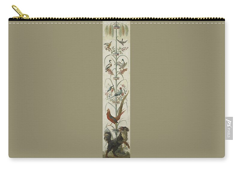 Decorative Depiction With Plants And Animals Zip Pouch featuring the painting Plants and Animals by MotionAge Designs