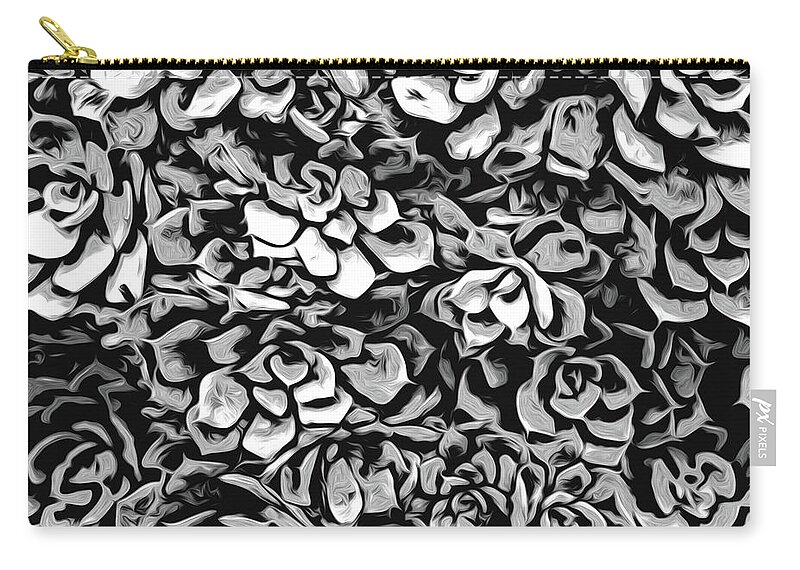 Succulents Zip Pouch featuring the digital art Plants of Black And White by Phil Perkins