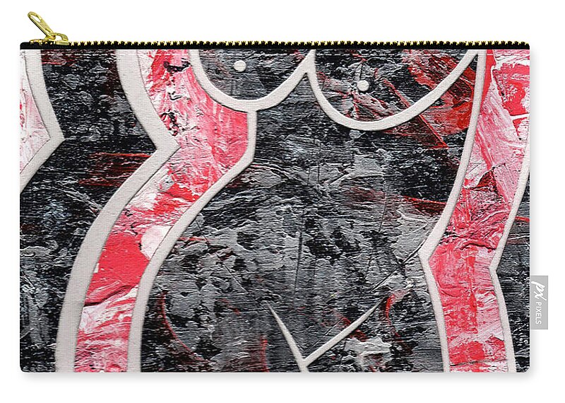 Nude Zip Pouch featuring the painting Playful by Roseanne Jones