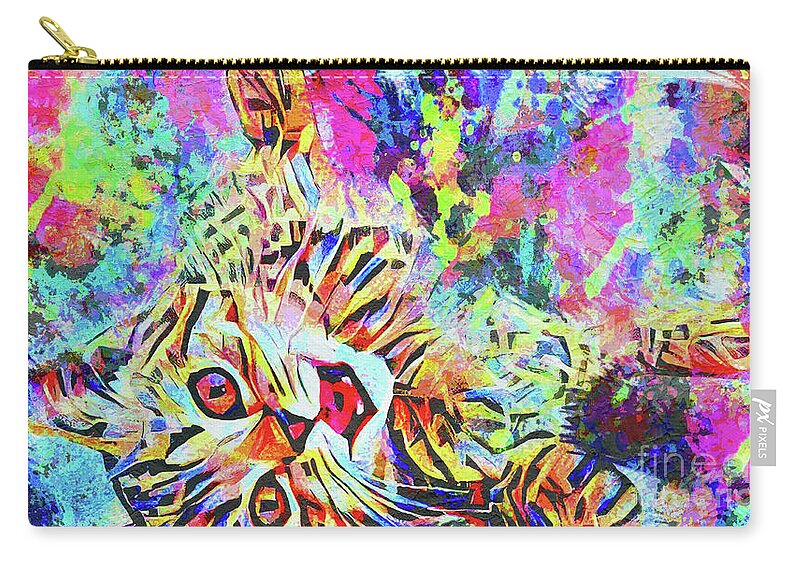 Cat Zip Pouch featuring the painting Playtime by Jon Neidert