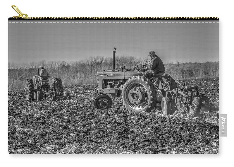 Plow Zip Pouch featuring the photograph Plow Day at Rush Grain Farm, Griswold Iowa by J Laughlin