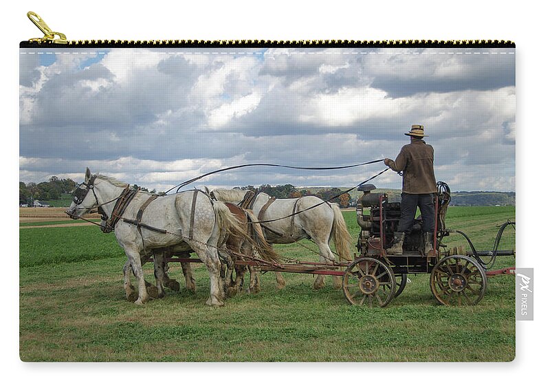  Zip Pouch featuring the photograph Plowing in Lancaster County by Eleanor Bortnick
