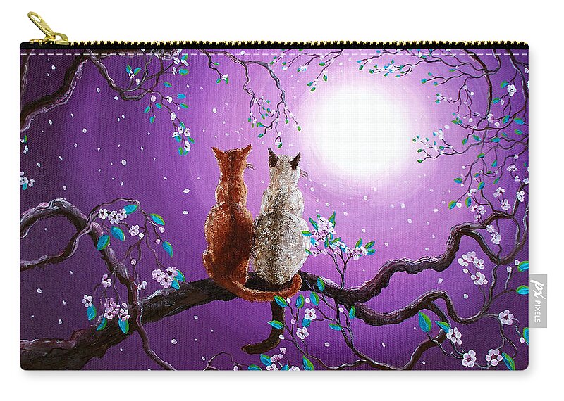 Zen Zip Pouch featuring the painting Plum Blossoms in Pale Moonlight by Laura Iverson