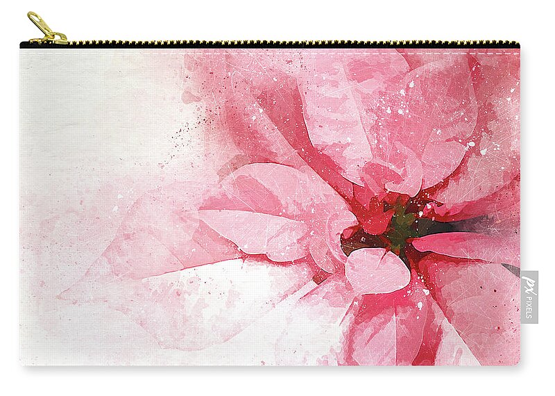 Poinsettia Zip Pouch featuring the digital art Poinsettia Abstract by Terry Davis