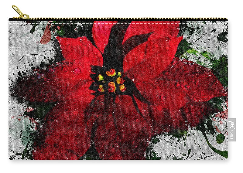 Poinsettia Carry-all Pouch featuring the digital art Poinsettia by Charlie Roman