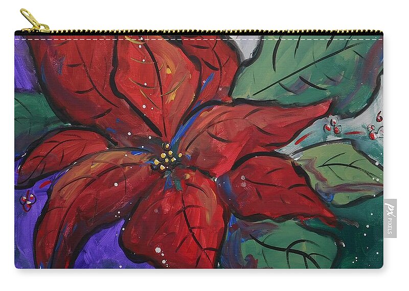 Poinsettia Zip Pouch featuring the painting Poinsettia Pizzaz by Terri Einer