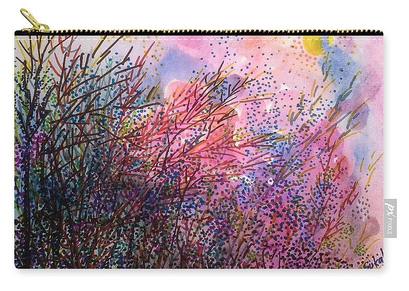 Dot Zip Pouch featuring the painting Point #1 by Sukalya Chearanantana