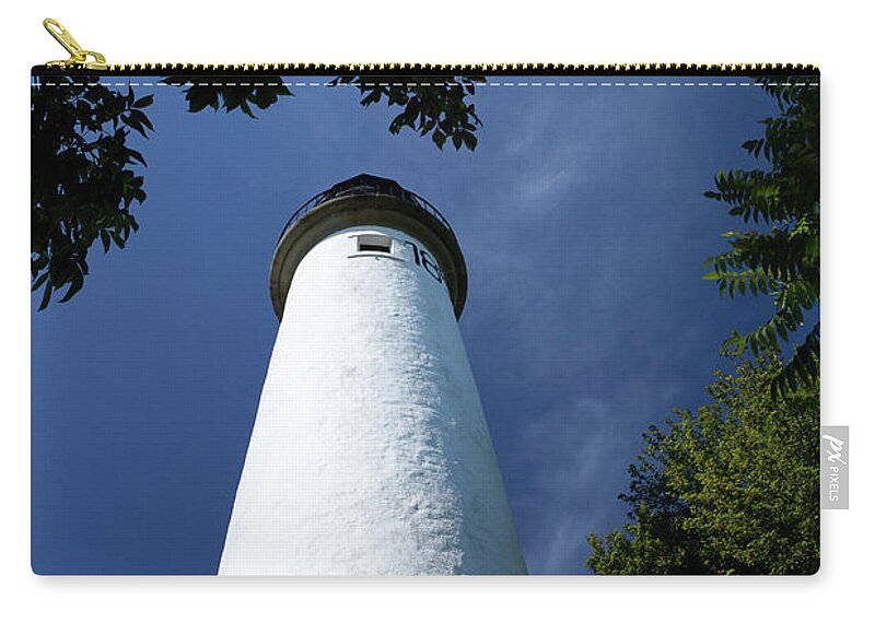 Pointe Aux Barques Zip Pouch featuring the photograph Pointe Aux Barques Lighthouse by Rich S