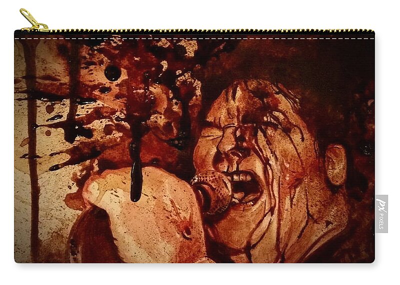 Ryan Almighty Zip Pouch featuring the painting POISON IDEA - JERRY - fresh blood by Ryan Almighty