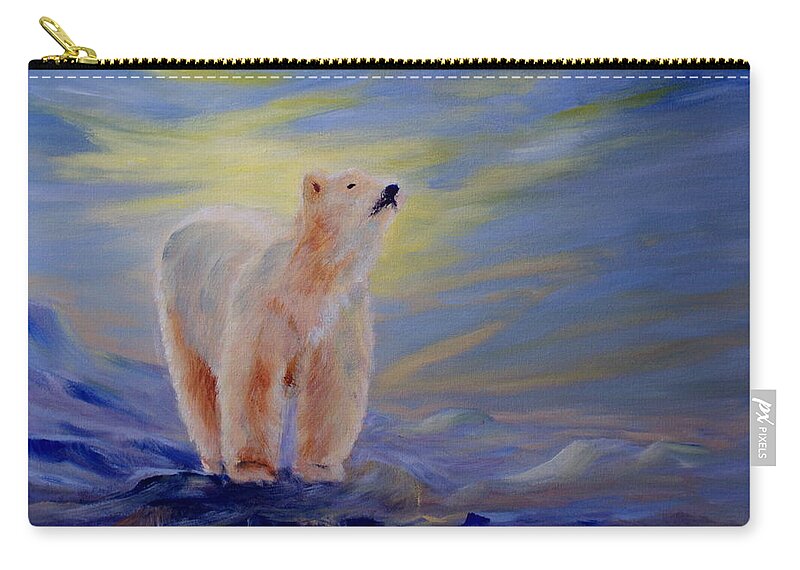 Polar Bear Zip Pouch featuring the painting Polar Bear by Jo Smoley