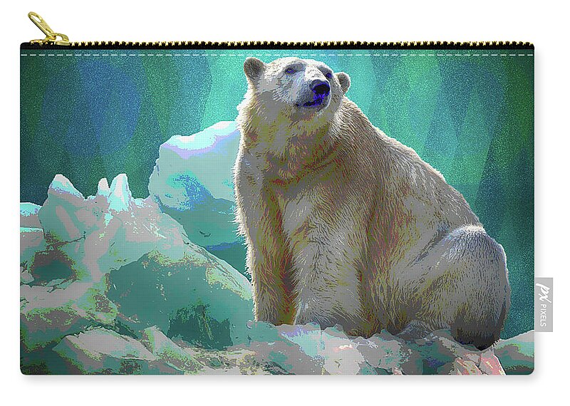Polar Bear Zip Pouch featuring the digital art Polar Bear by Mimulux Patricia No