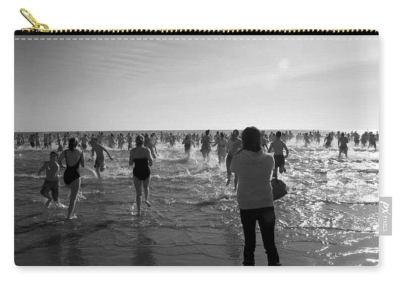polar Plunge Zip Pouch featuring the photograph Polar Plunge 2011 by Steven Natanson