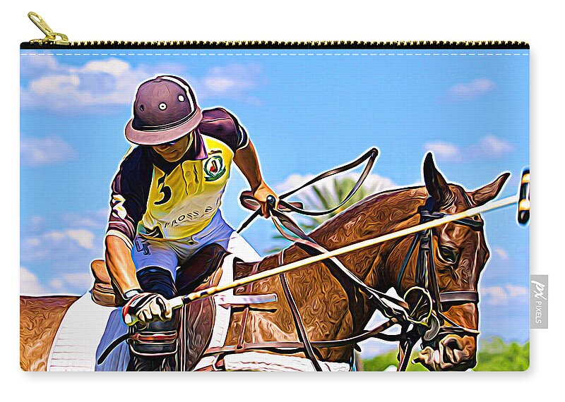 Alicegipsonphotographs Zip Pouch featuring the photograph Polo Swing by Alice Gipson