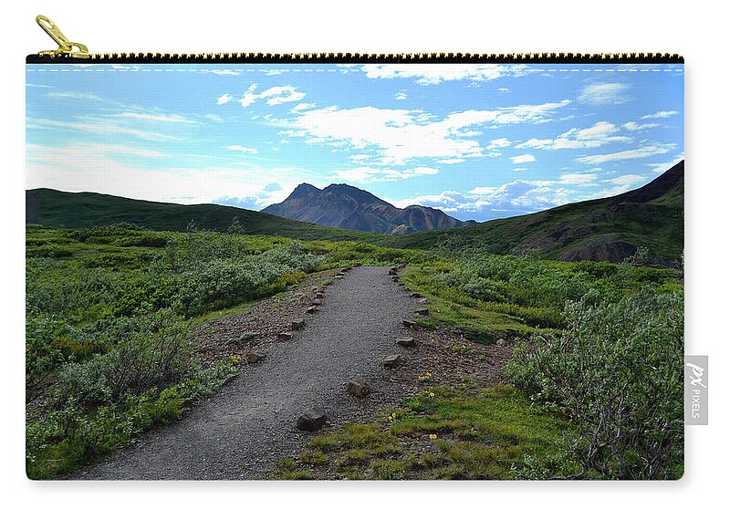 Denali Zip Pouch featuring the photograph Polychrome Pass Trail, Denali by Zawhaus Photography