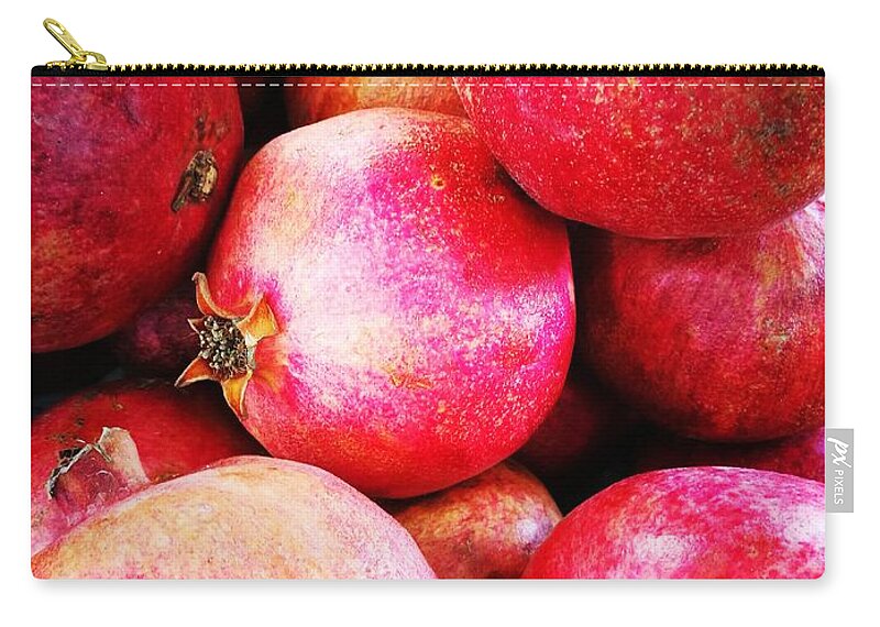 Food And Beverage Zip Pouch featuring the photograph Pomegranate by Jarek Filipowicz
