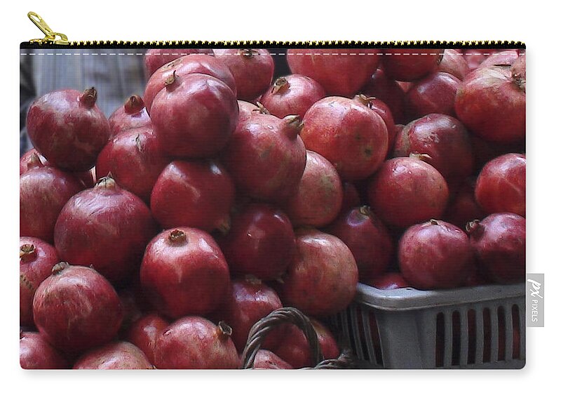 Pomegranates Carry-all Pouch featuring the photograph Pomegranates at Jerusalem's Old City Market by Brian Tada