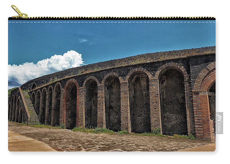 Amphitheater Zip Pouch featuring the photograph Pompeii Amphitheater by Travis Rogers