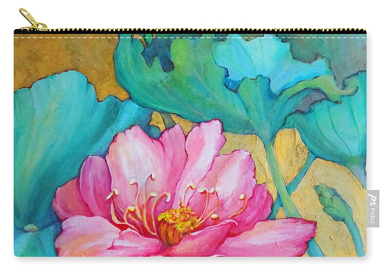 Top Artist Zip Pouch featuring the painting POND 22 Pond Series by Sharon Nelson-Bianco