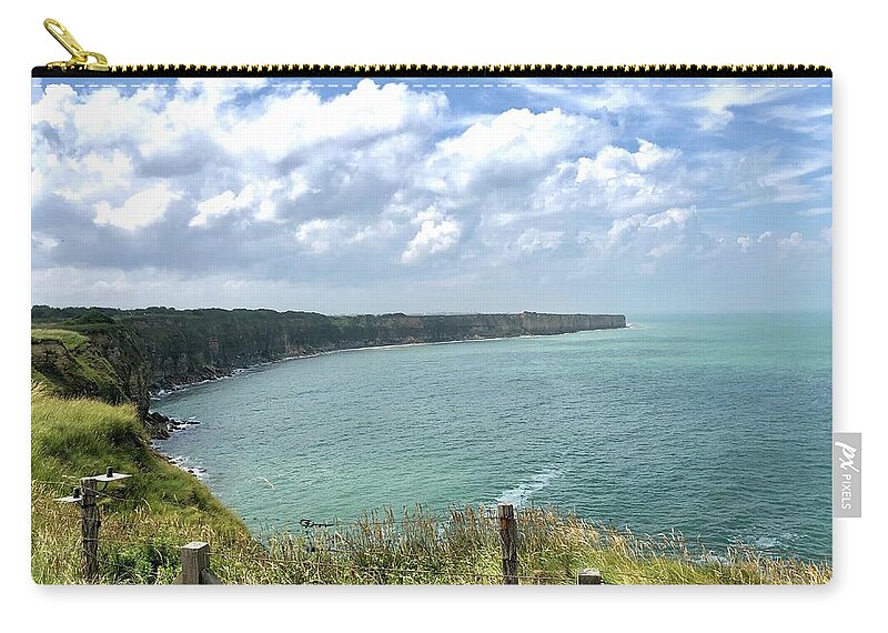 D-day Zip Pouch featuring the photograph Pointe du Hoc Normandy by Charles Kraus