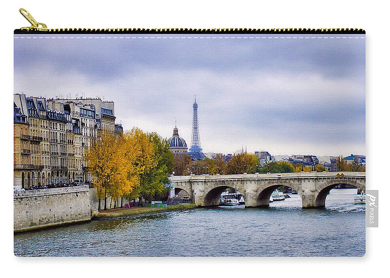 Pont Zip Pouch featuring the photograph Pont Neuf View of Eiffel Tower by Robert Meyers-Lussier
