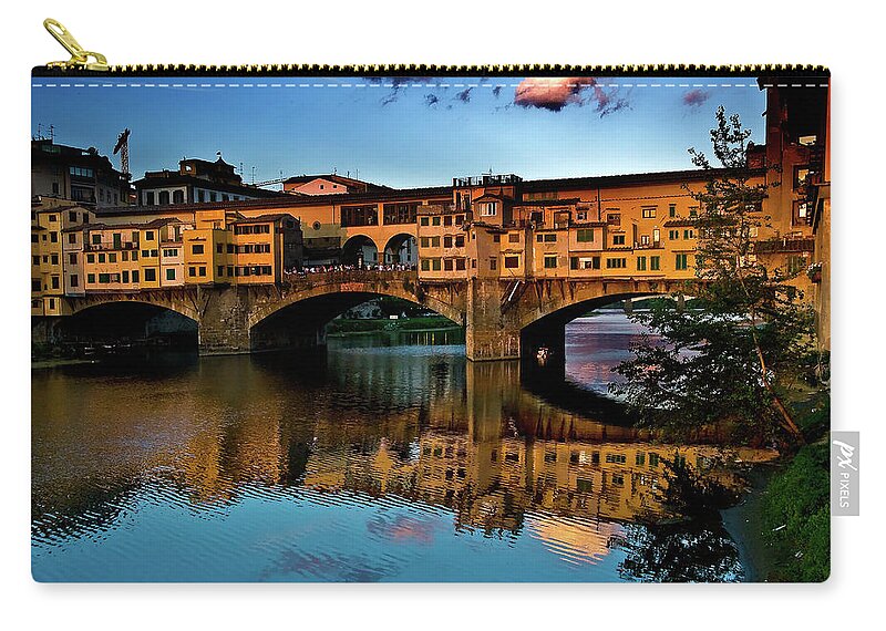 Ponte Vecchio Zip Pouch featuring the photograph Ponte Vecchio from west by Harry Spitz