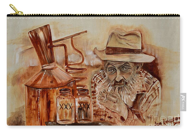 Popcorn Sutton Carry-all Pouch featuring the painting Popcorn Sutton - Waiting on Shine by Jan Dappen
