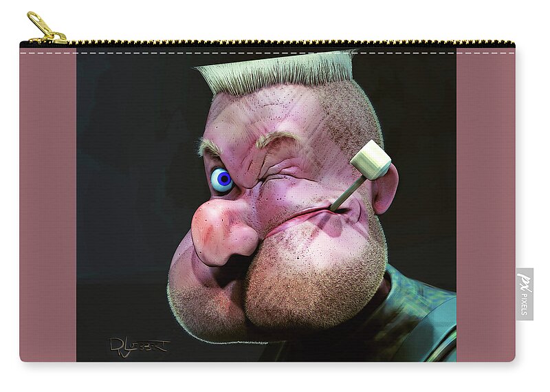 Fan Art Zip Pouch featuring the digital art Popeye Portrait by David Luebbert