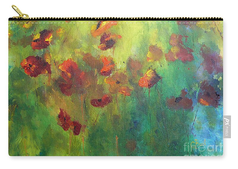 Poppies Zip Pouch featuring the painting Poppies by Claire Bull