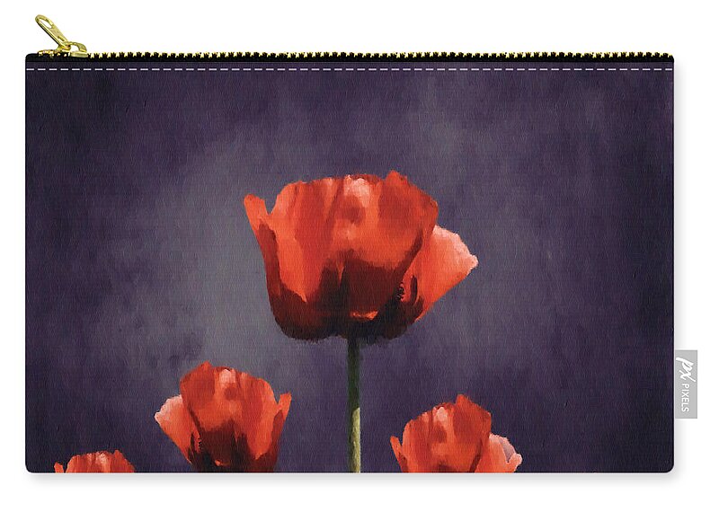 Poppies Zip Pouch featuring the digital art Poppies Fun 01b by Variance Collections