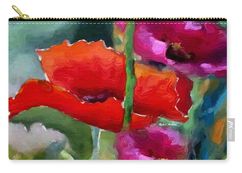 Rafael Salazar Zip Pouch featuring the painting Poppies in watercolor by Rafael Salazar
