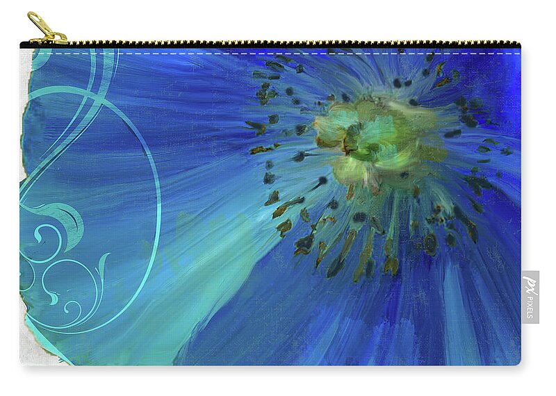 Poppy Zip Pouch featuring the painting Poppy Blues III by Mindy Sommers