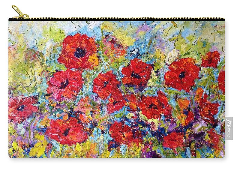 Poppies Zip Pouch featuring the painting Poppy Explosion by Barbara Pirkle
