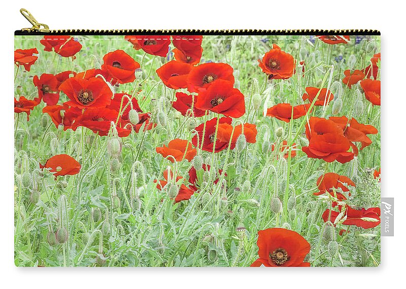 Poppy Zip Pouch featuring the photograph Poppy field by Usha Peddamatham
