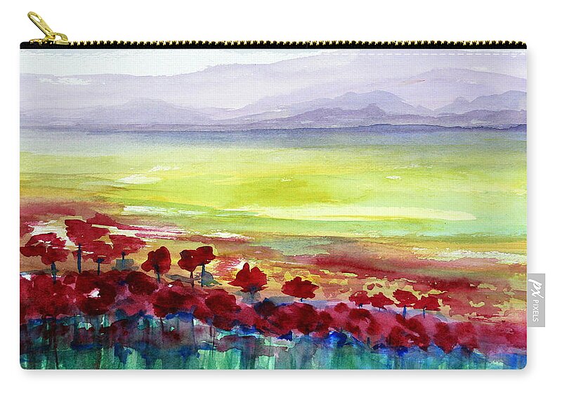 Floral Zip Pouch featuring the painting Poppy Meadow 2 by Julie Lueders 