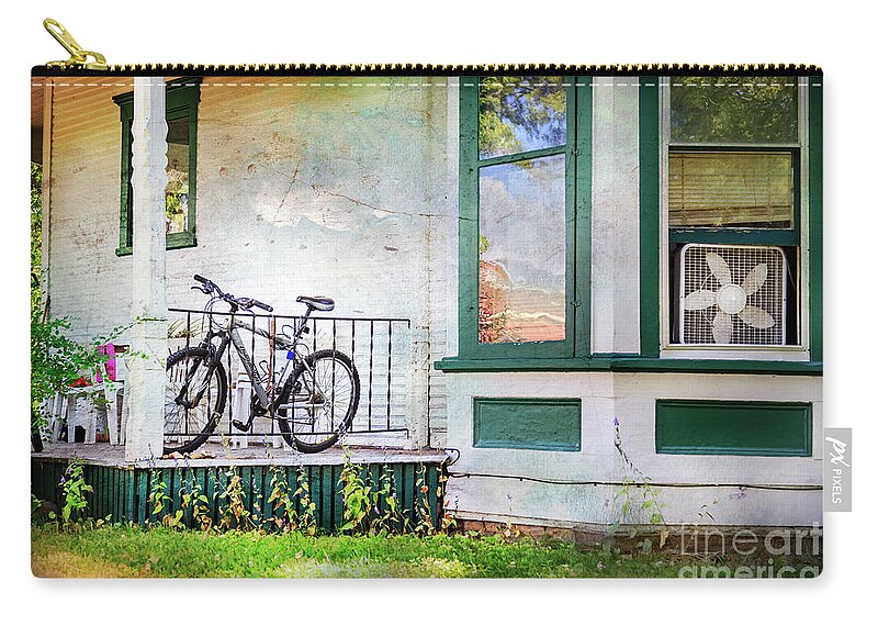 Bicycle Carry-all Pouch featuring the photograph Porch and Window Fan Bicycle by Craig J Satterlee