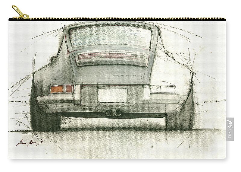 Porsche Art Zip Pouch featuring the painting Porsche 911 rs by Juan Bosco