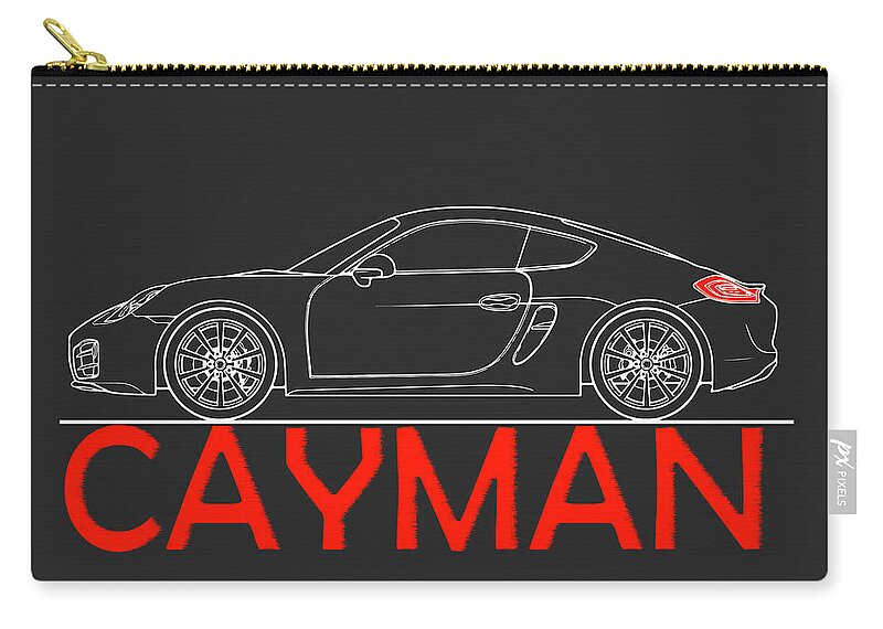 Porsche Cayman Phone Case Zip Pouch featuring the photograph Cayman Blueprint by Mark Rogan