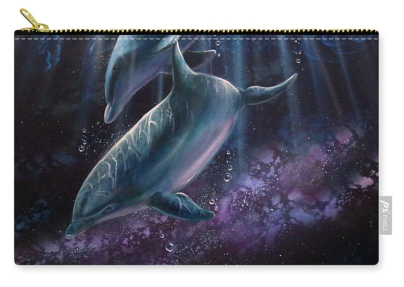 Dolphin Zip Pouch featuring the painting Portal by Lachri