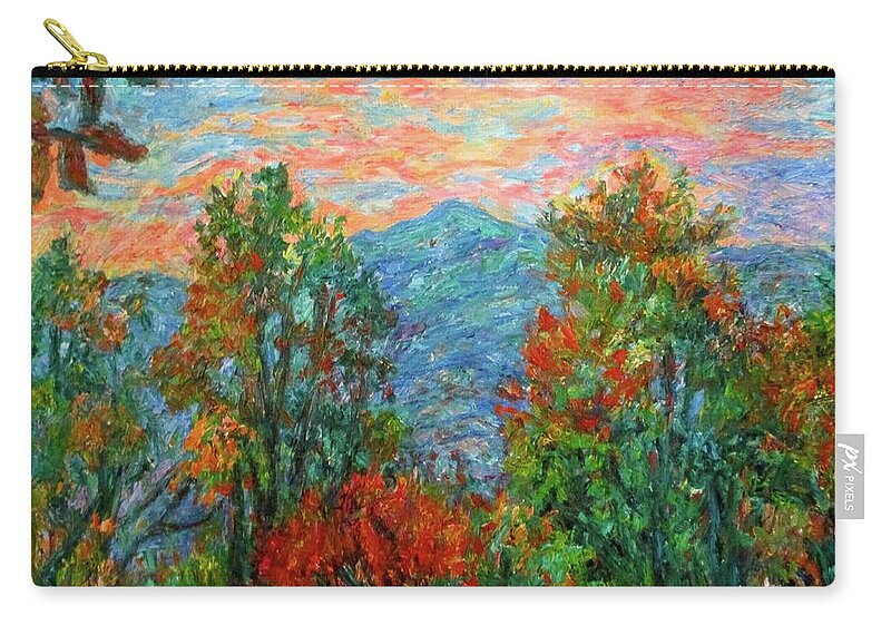 Porter Mountain Zip Pouch featuring the painting Porter Mountain in Fall by Kendall Kessler