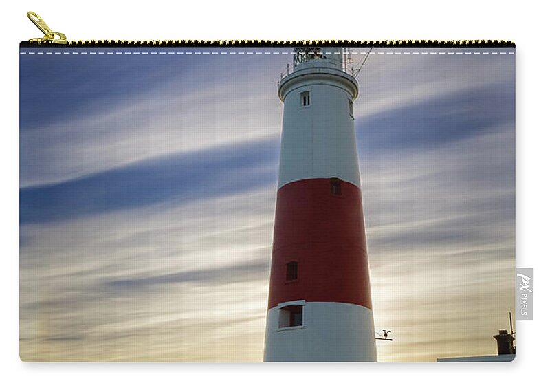 Portland Bill Lighthouse Zip Pouch featuring the photograph Portland Lighthouse at Sunset by Ian Good