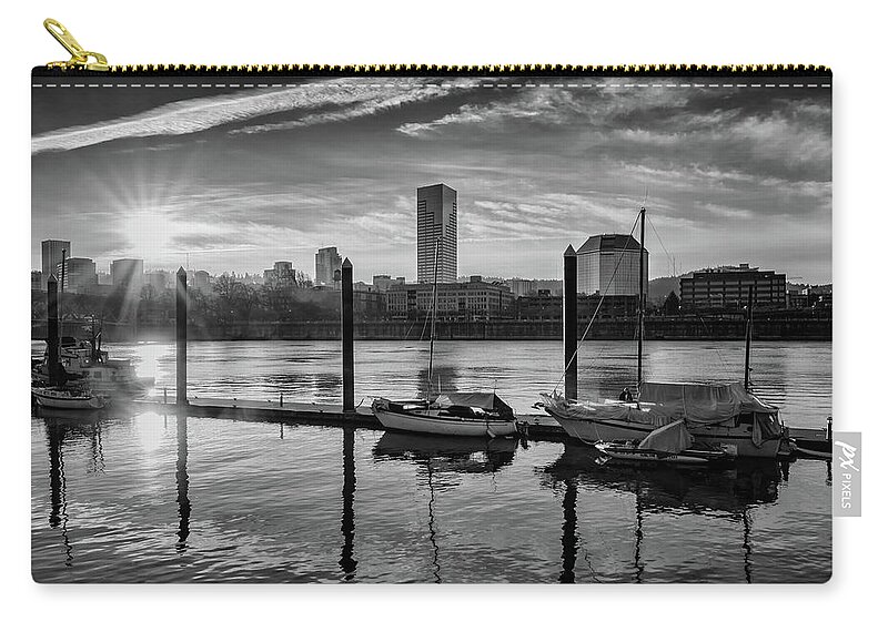 Oregon Zip Pouch featuring the photograph Portland Waterfront by Steven Clark