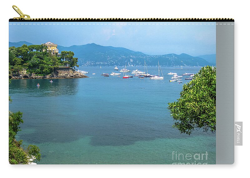 Portofino Zip Pouch featuring the photograph Portofino Natural Marine Area by Benny Marty