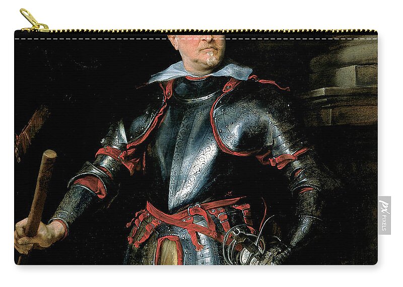 Anthony Van Dyck Zip Pouch featuring the painting Portrait of a Man in Armor by Anthony van Dyck