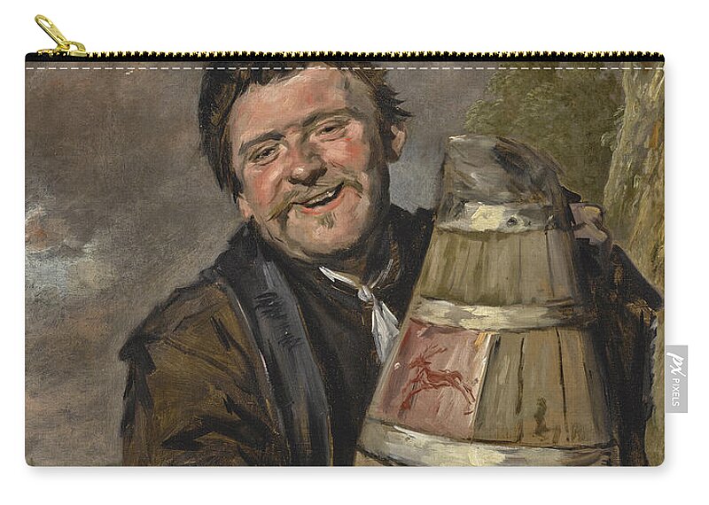 Frans Hals And Studio Zip Pouch featuring the painting Portrait of a Fisherman holding a Beer Keg by Frans Hals and Studio